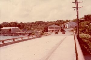 Picture of bridge in Yap State (then Yap District of the TTPI) between Colonia and Rull